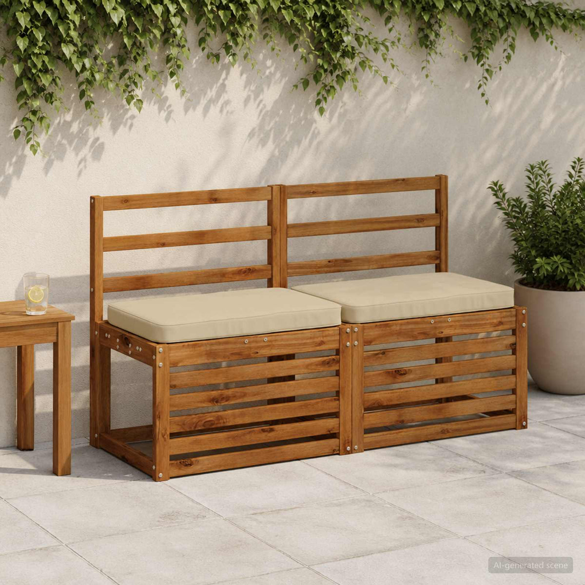 2 dalių suoliuko pagalvės VUGHT 2 pcs 100% poliesteris Smėlio