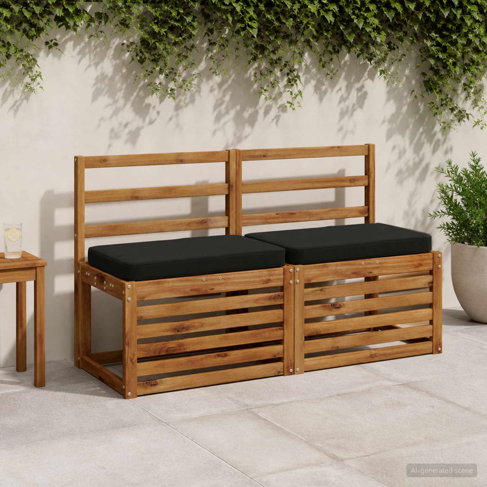 2 dalių suoliuko pagalvės VUGHT 2 pcs 100% poliesteris Juoda