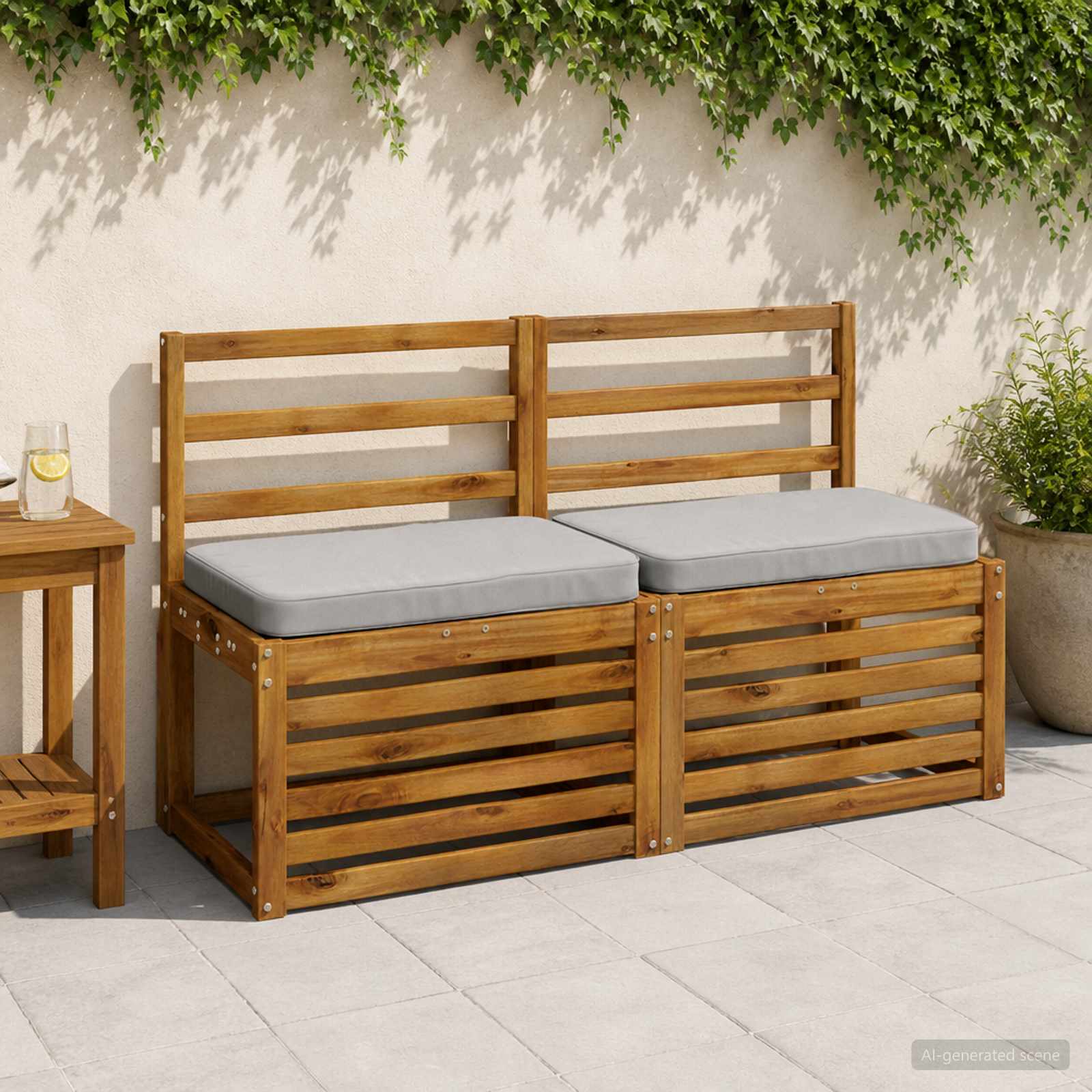 2 dalių suoliuko pagalvės VUGHT 2 pcs 100% poliesteris Pilka