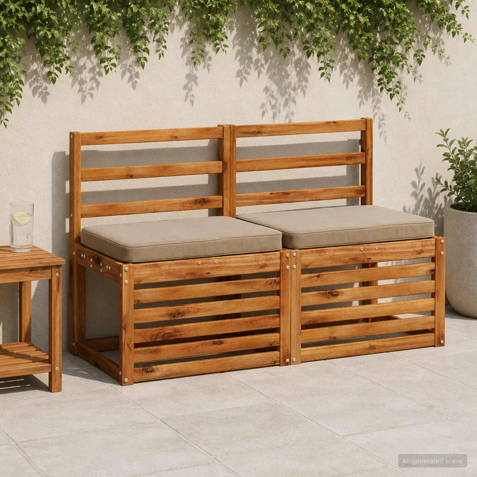 2 dalių suoliuko pagalvės VUGHT 2 pcs 100% poliesteris Taupe