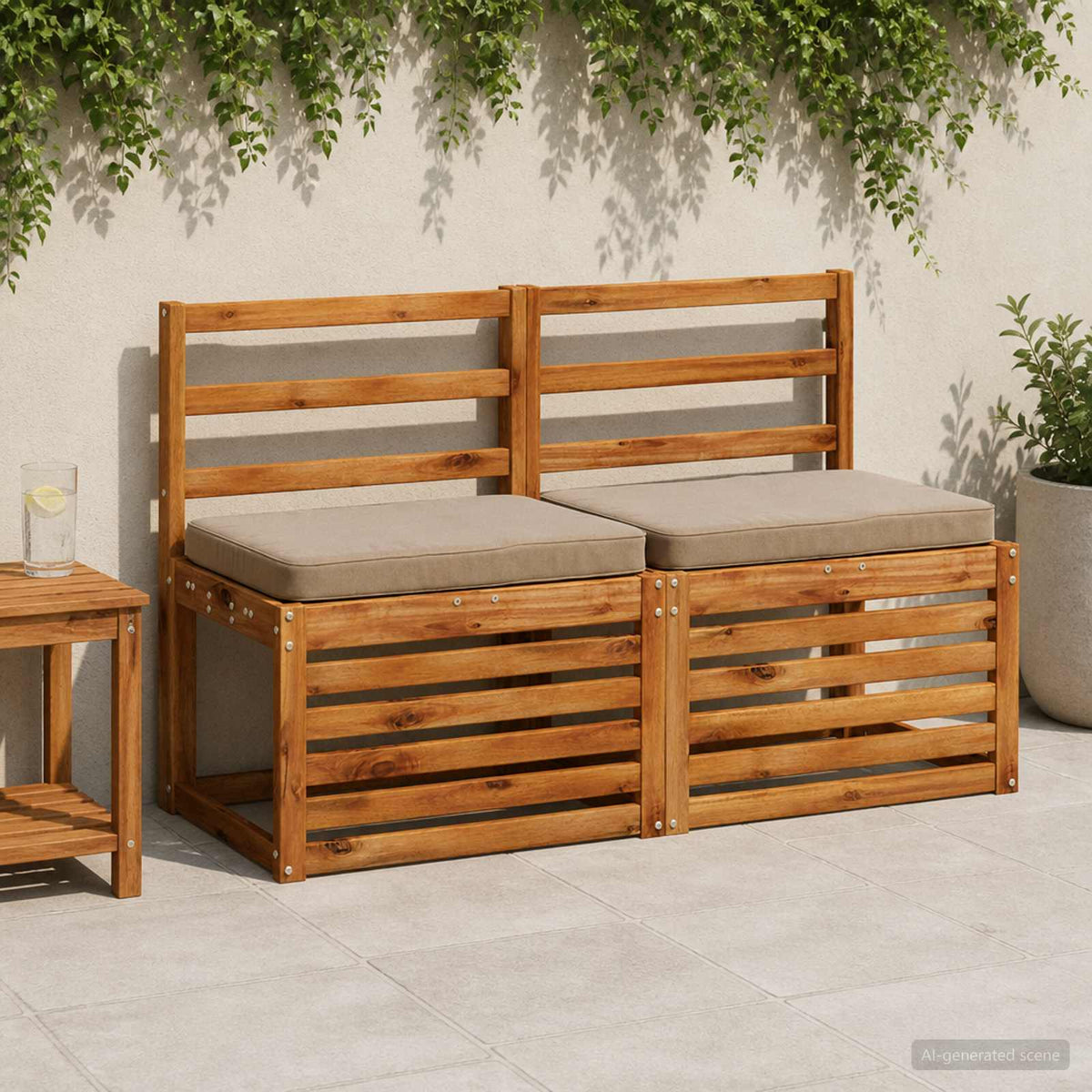 2 dalių suoliuko pagalvės VUGHT 2 pcs 100% poliesteris Taupe