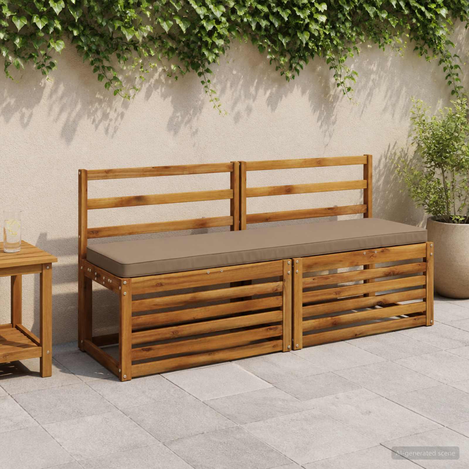 2 dalių suoliuko pagalvės VUGHT 2 vnt. 100% poliesteris Taupe