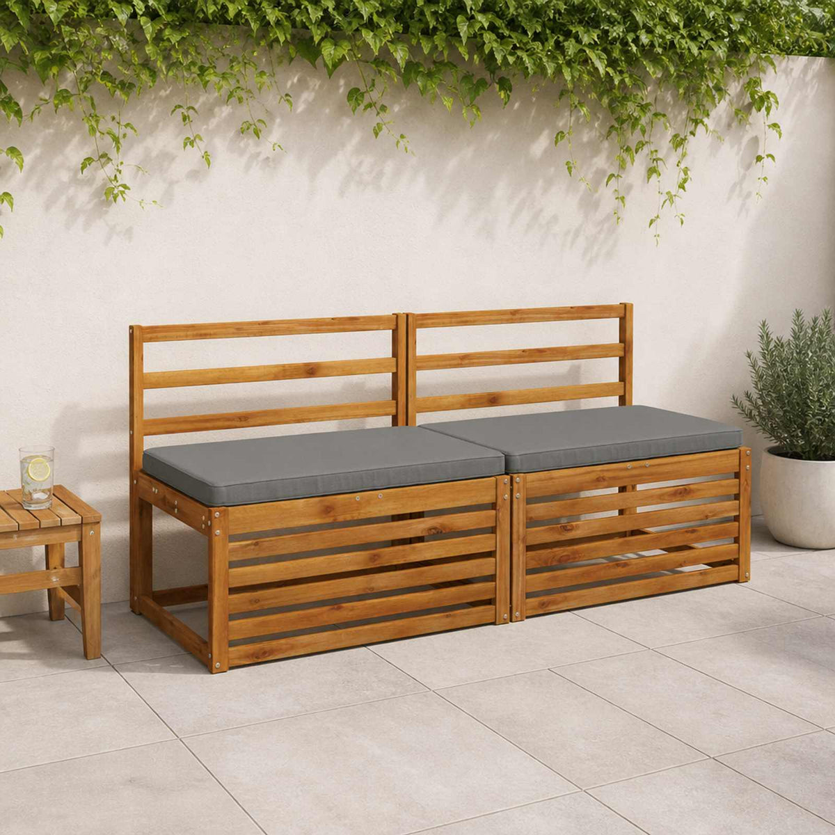 2 dalių suoliuko pagalvės VUGHT 2 vnt. 100% poliesteris Pilka