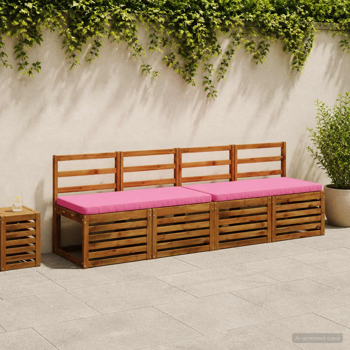 2 dalių suoliuko pagalvės VUGHT 2 vnt. 100% poliesteris Rožinė