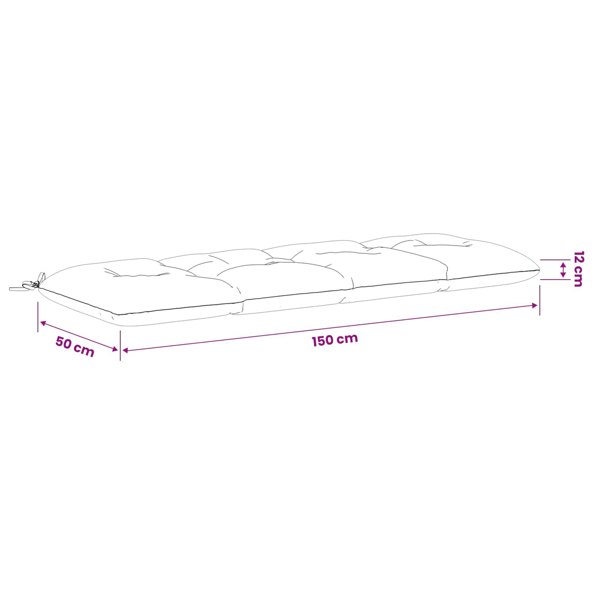 Suoliuko pagalvė VIANEN 100% poliesteris Pilka 150 x 50 x 12 cm