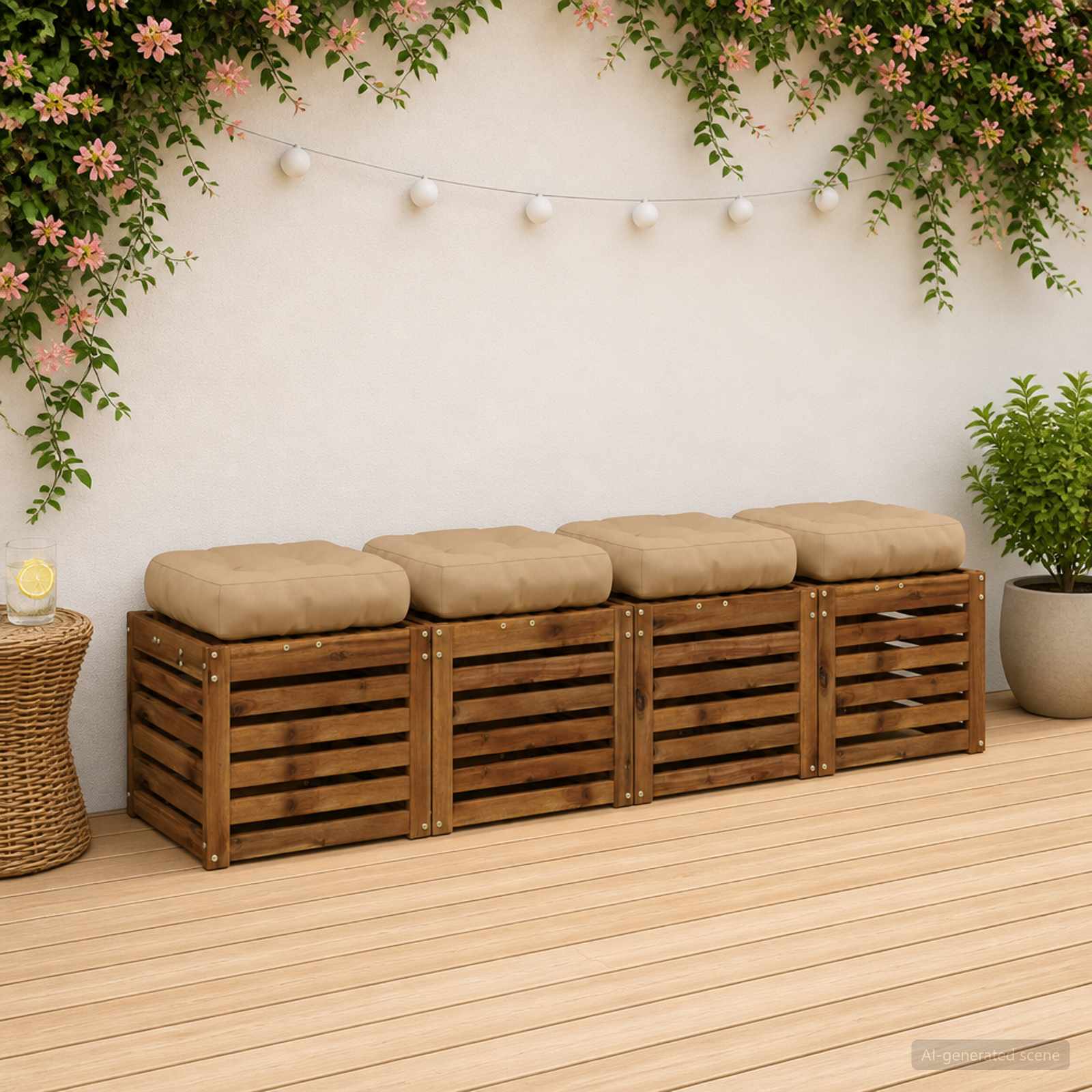 4 dalių sėdynės pagalvėlės VIANEN 4 pcs 100% poliesteris Smėlio