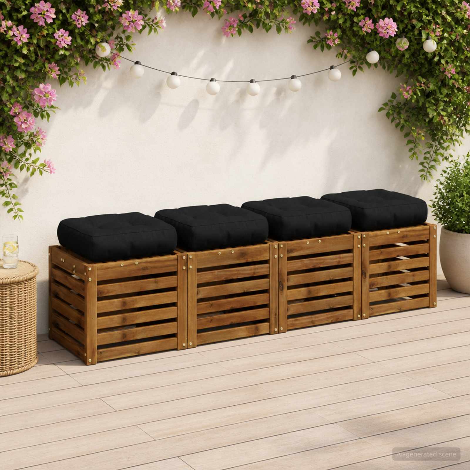 4 dalių sėdynės pagalvėlės VIANEN 4 pcs 100% poliesteris Juoda