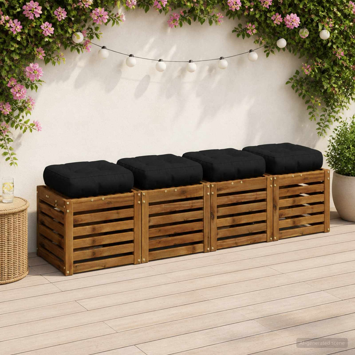 4 dalių sėdynės pagalvėlės VIANEN 4 pcs 100% poliesteris Juoda
