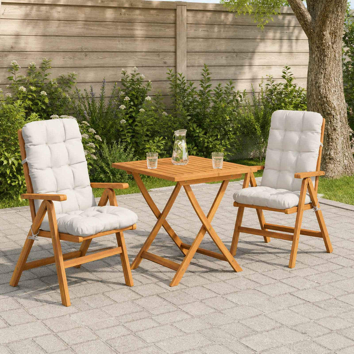 2 dalių aukštų atlošų kėdžių pagalvės VIANEN 2 pcs Balta