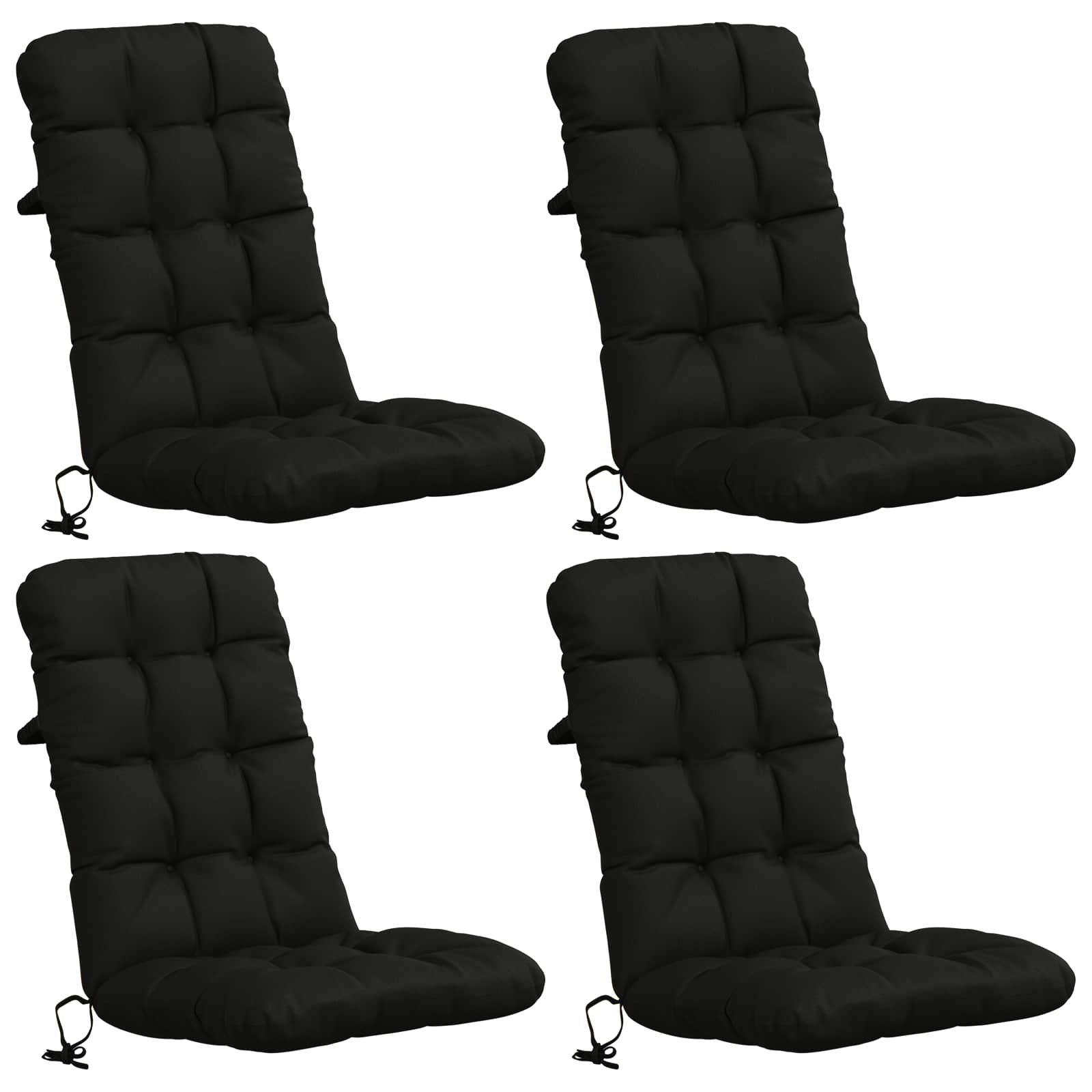 4 dalių aukštų atlošų kėdžių pagalvės VIANEN 4 pcs Juoda