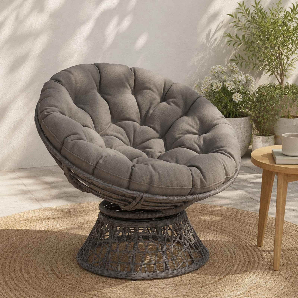 Papasan tipo pagalvė VIANEN 100% poliesteris Pilka