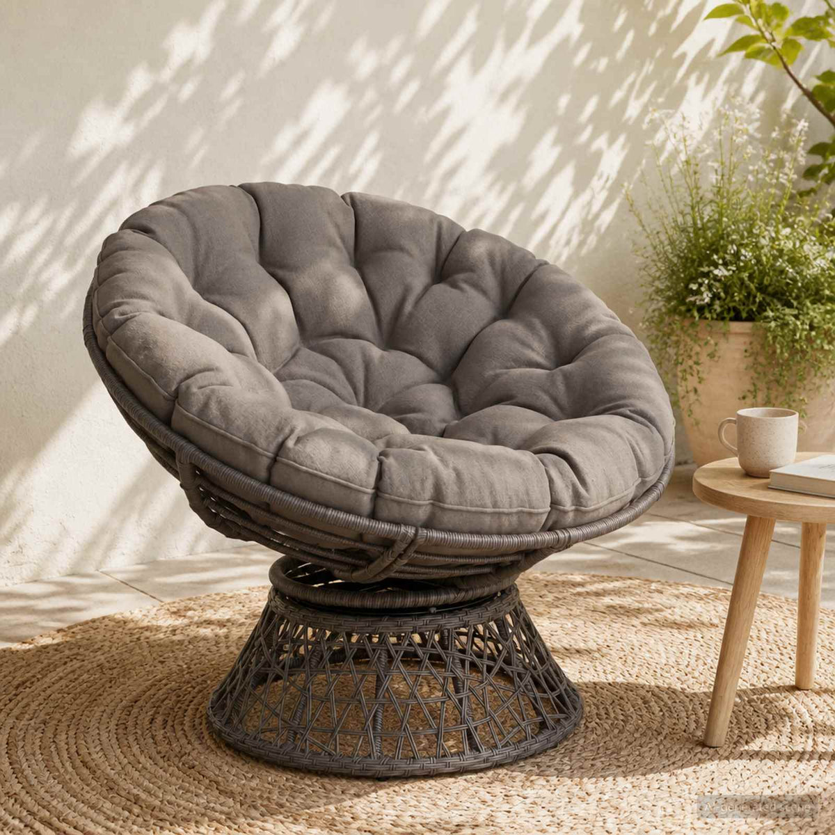Papasan tipo pagalvė VIANEN 100% poliesteris Pilka