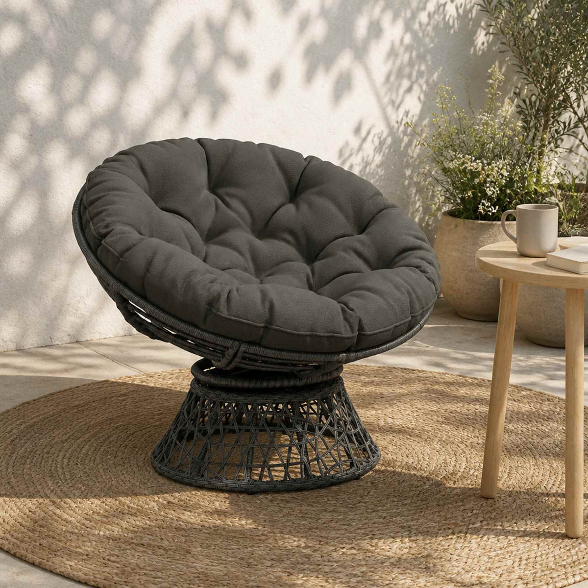 Kaboji pagalvė VIANEN 100% poliesteris Pilka Ø 80 x 12 cm