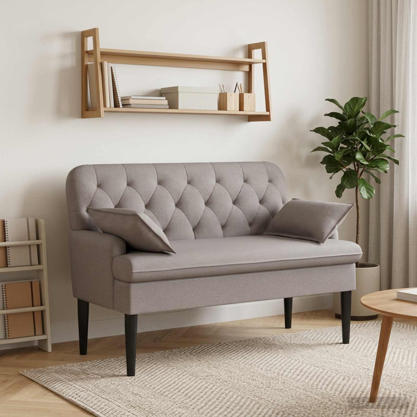 Minkštas kampas su mygtukų apmušalais Taupe 111 x 68 x 80 cm