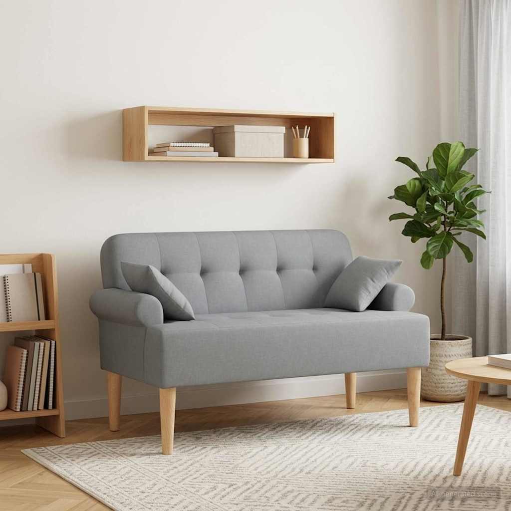 Minkštas kampas su mygtukų apmušalais Šviesiai pilka Audinys