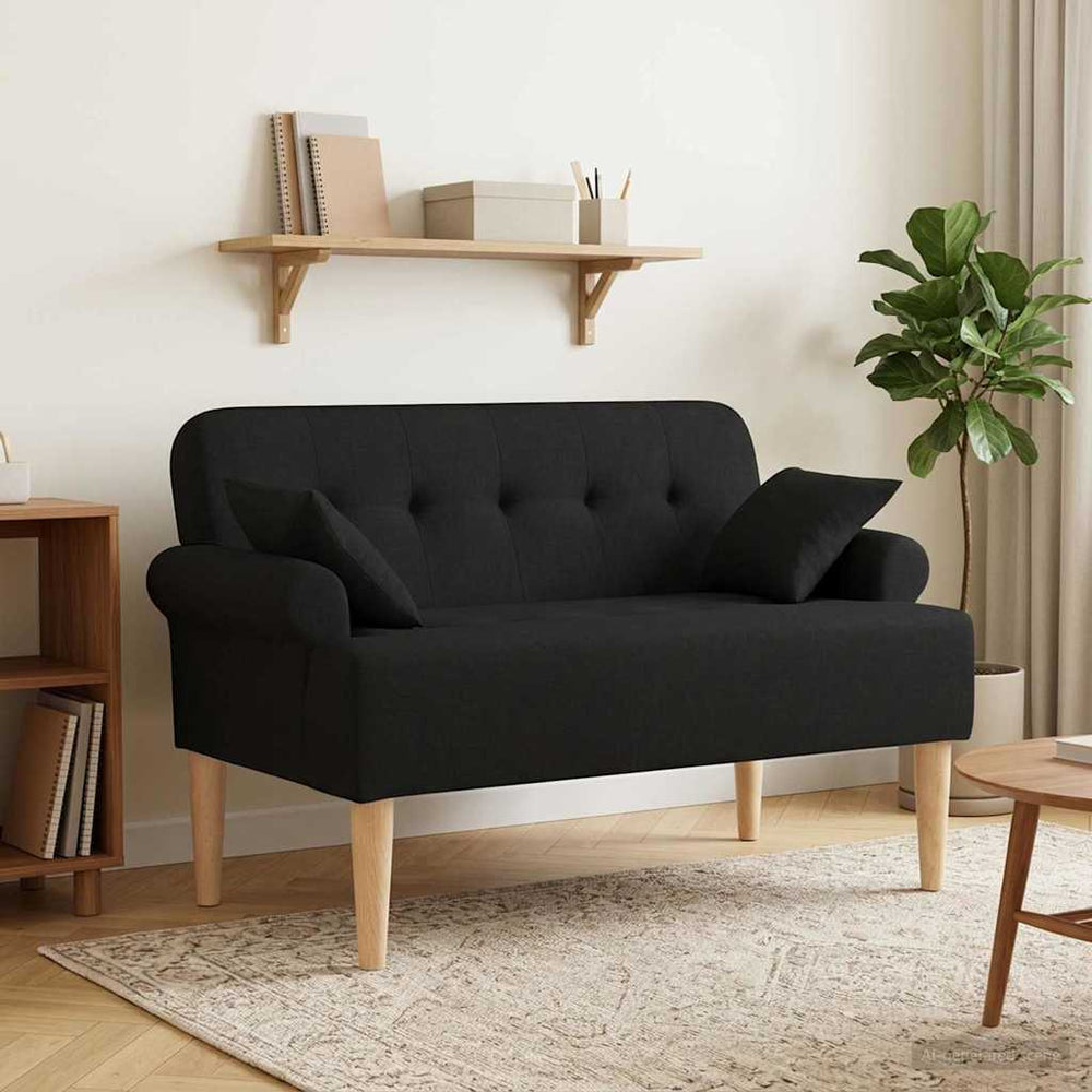 Minkštas kampas su mygtukų apmušalais Juoda 120 x 65 x 79 cm
