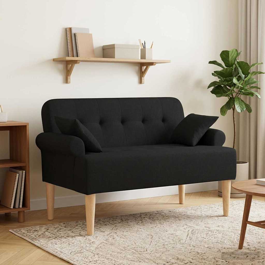Minkštas kampas su mygtukų apmušalais Juoda 120 x 65 x 79 cm