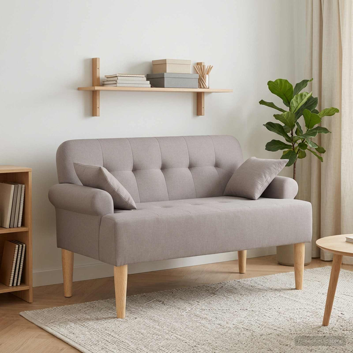 Minkštas kampas su mygtukų apmušalais Taupe 120 x 65 x 79 cm