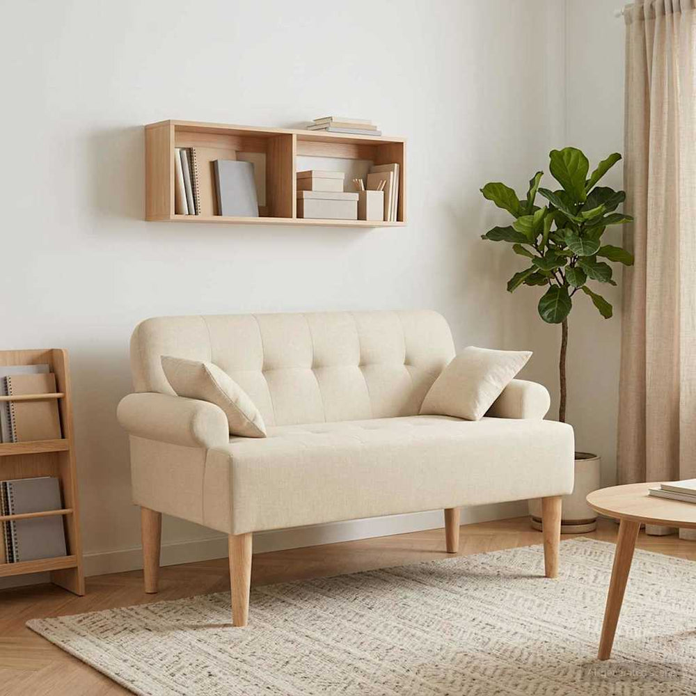 Minkštas kampas su mygtukų apmušalais Kreminė 120 x 65 x 79 cm