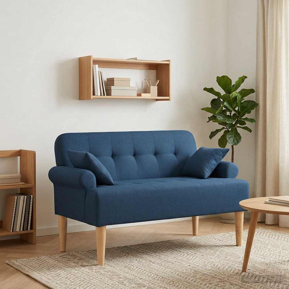 Minkštas kampas su mygtukų apmušalais Mėlyna 120 x 65 x 79 cm