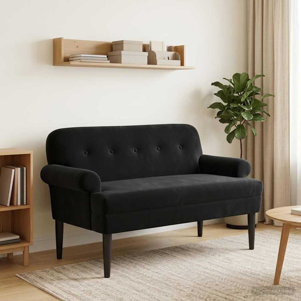 Minkštas kampas su mygtukų apmušalais Juoda 120 x 66 x 78 cm