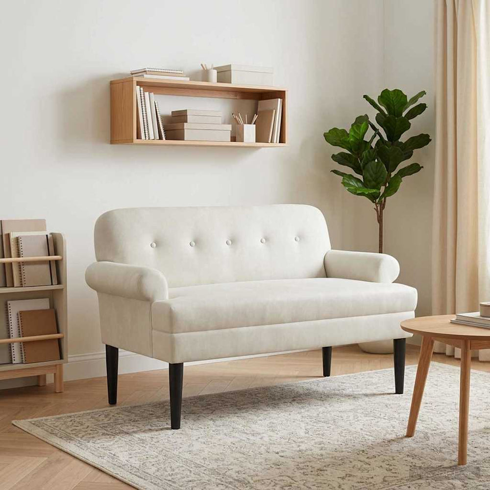 Minkštas kampas su mygtukų apmušalais Kreminė 120 x 66 x 78 cm