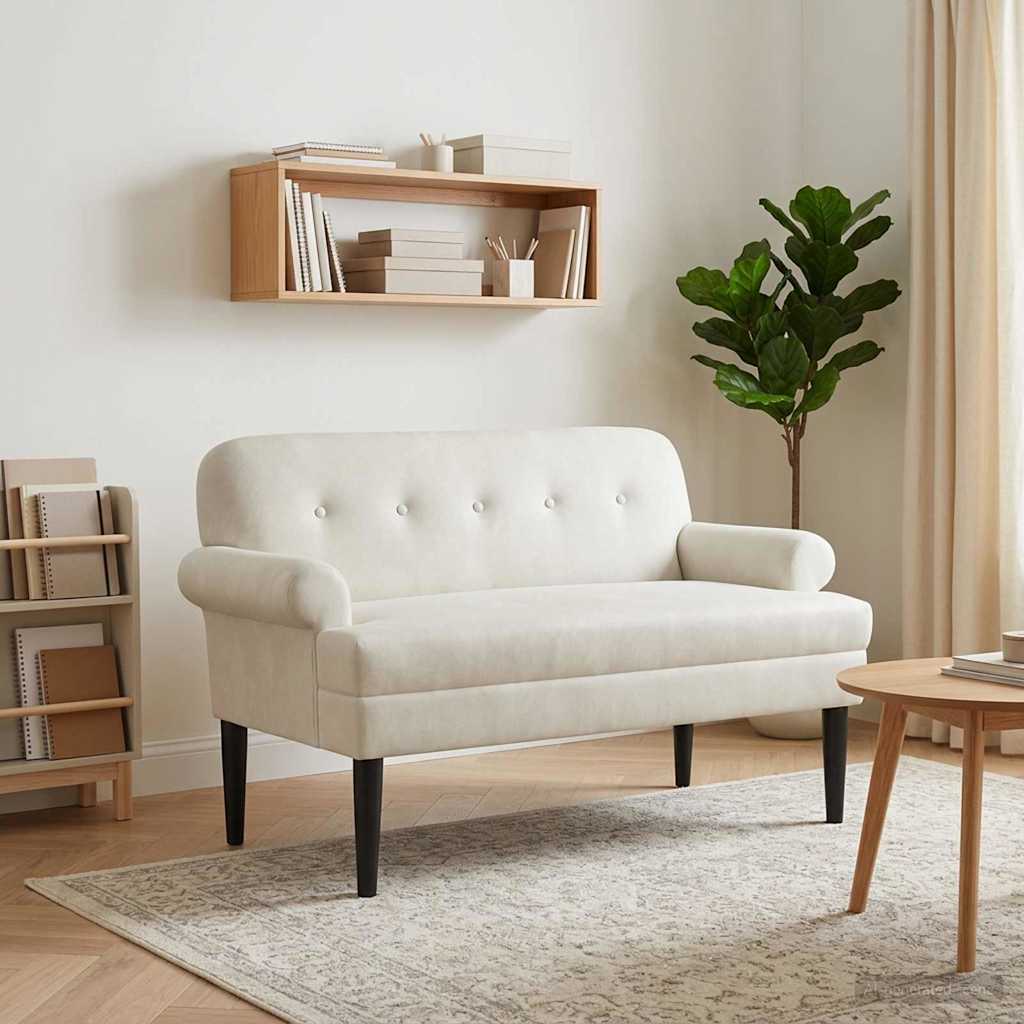 Minkštas kampas su mygtukų apmušalais Kreminė 120 x 66 x 78 cm