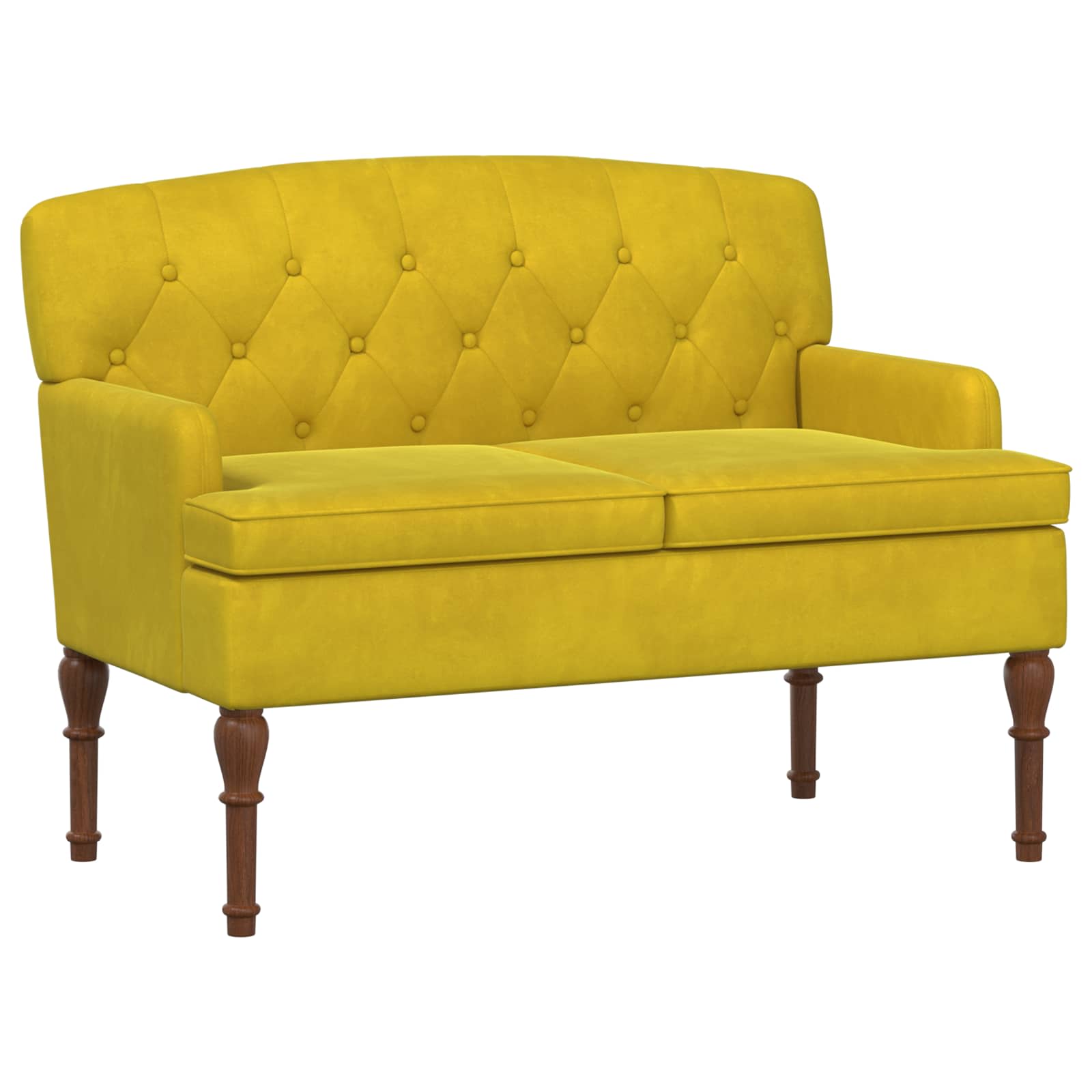 Minkštas kampas su mygtukų apmušalais Šviesi geltona Aksomas