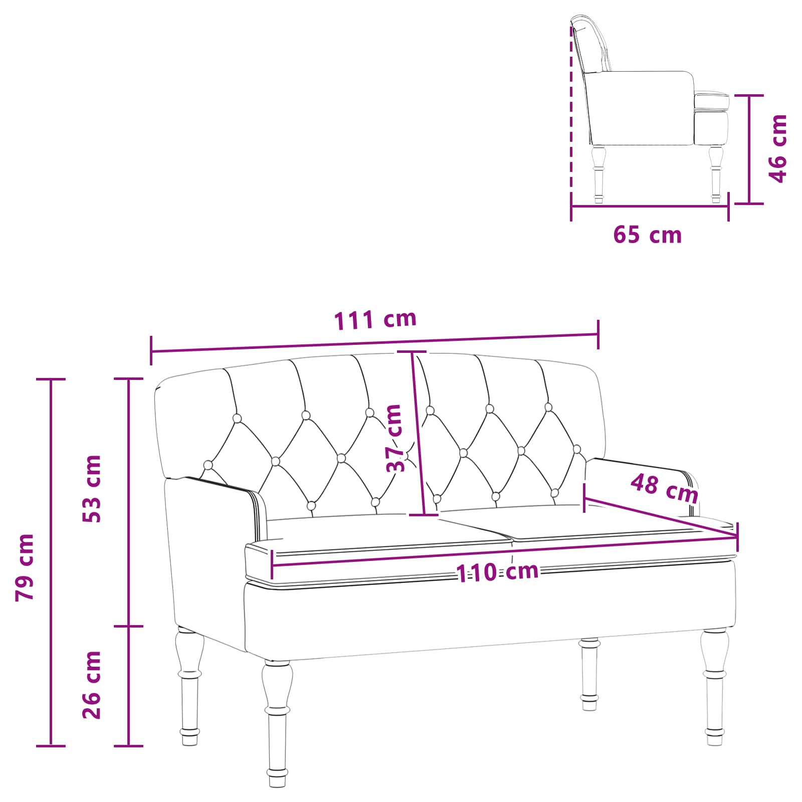 Minkštas kampas su mygtukų apmušalais Policijos mėlyna Aksomas
