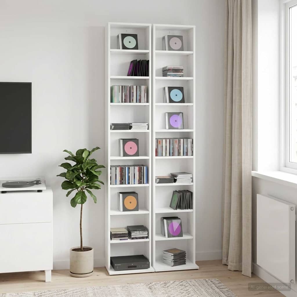 CD spinta 2 vnt. Balta 33 x 23,5 x 175 cm Apdirbta mediena