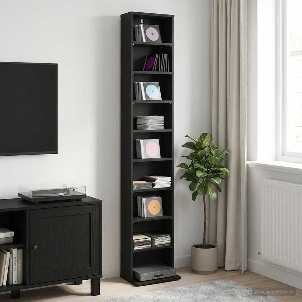 CD spinta Juodojo ąžuolo 33 x 23,5 x 175 cm Apdirbta mediena