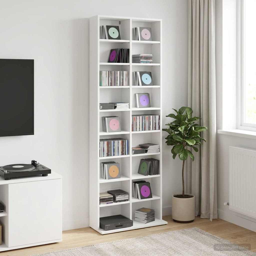 CD spinta Balta 65 x 23,5 x 175 cm Apdirbta mediena