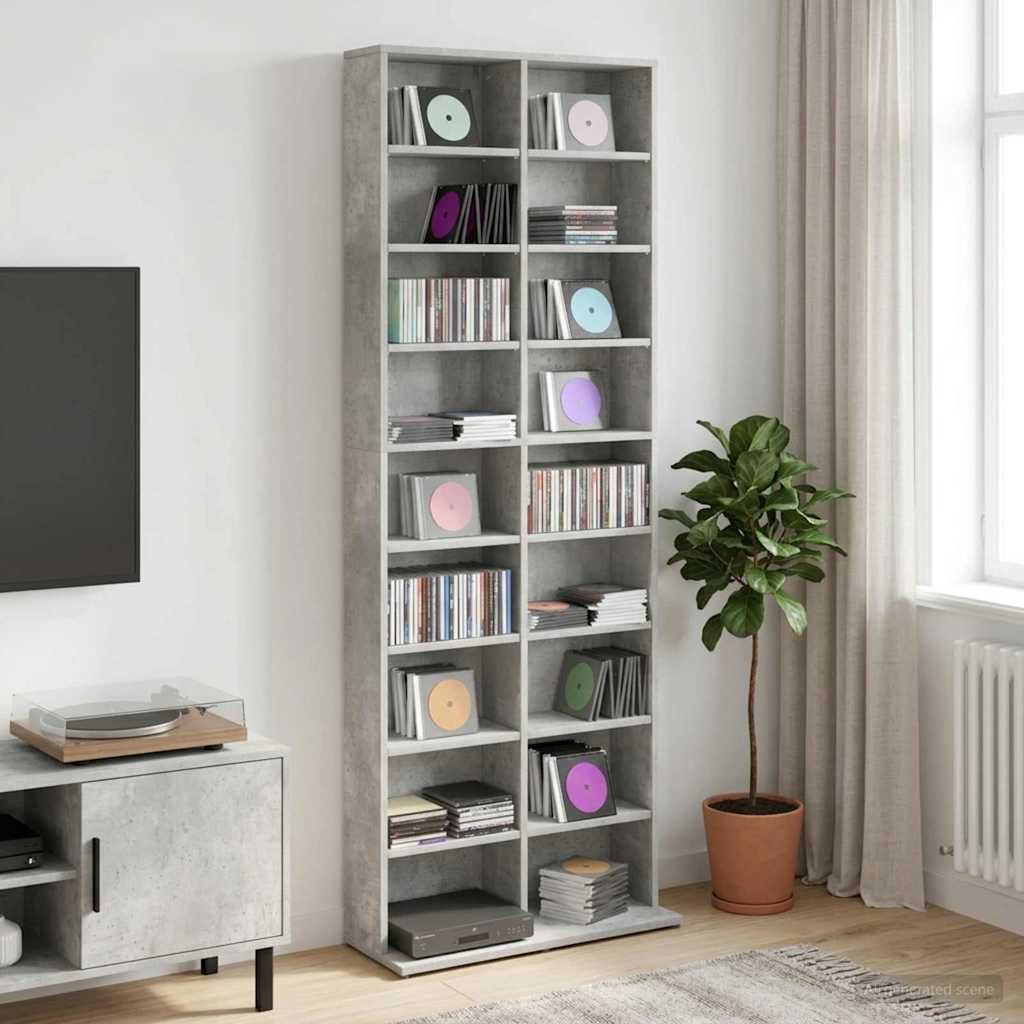 CD spinta Betono pilka 65 x 23,5 x 175 cm Apdirbta mediena