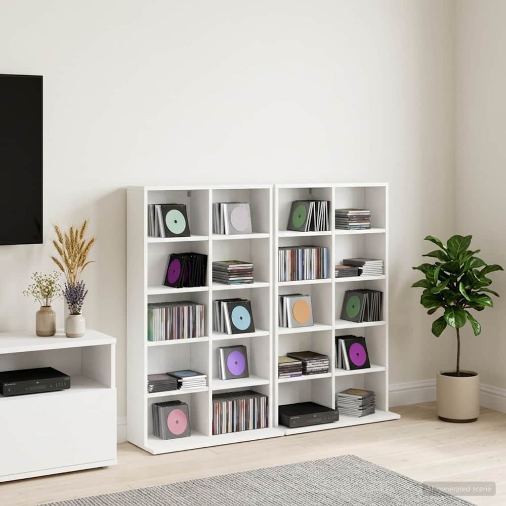 CD spinta 2 vnt. Balta 65 x 23,5 x 97,5 cm Apdirbta mediena