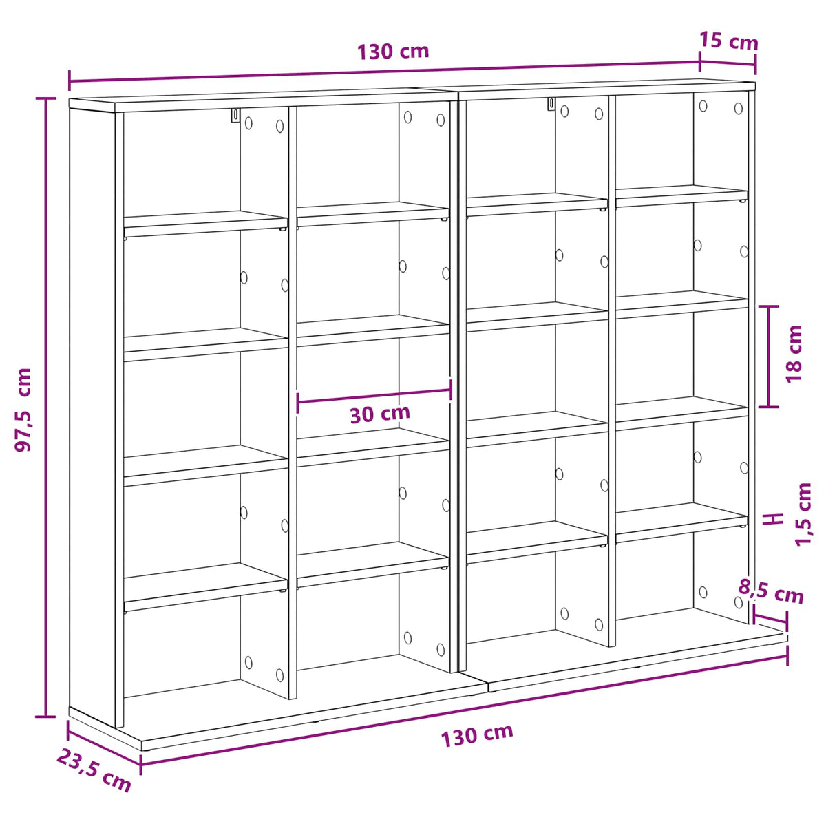 CD spinta 2 vnt. Sendintos medienos 65 x 23,5 x 97,5 cm