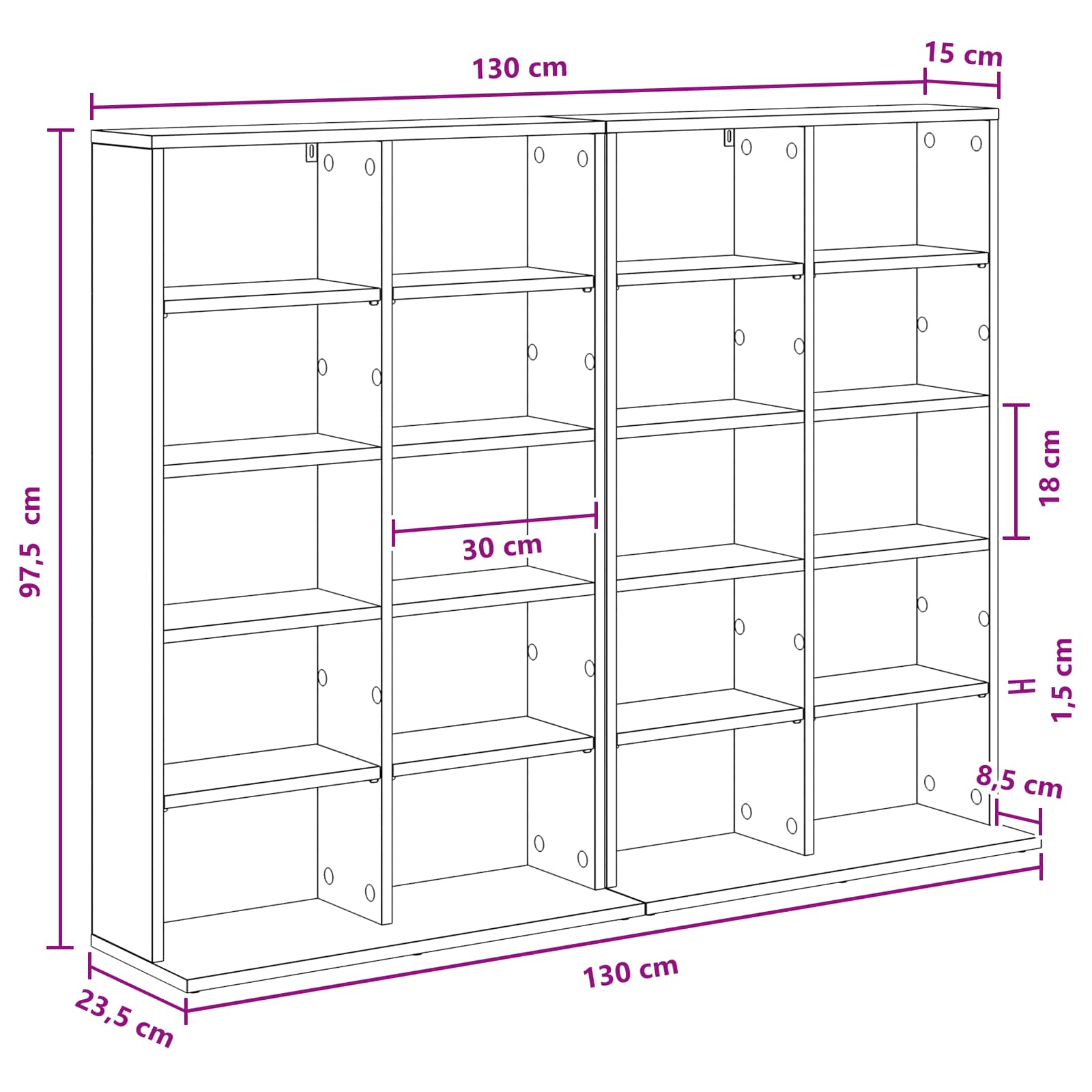 CD spinta 2 vnt. Artisano ąžuolo 65 x 23,5 x 97,5 cm