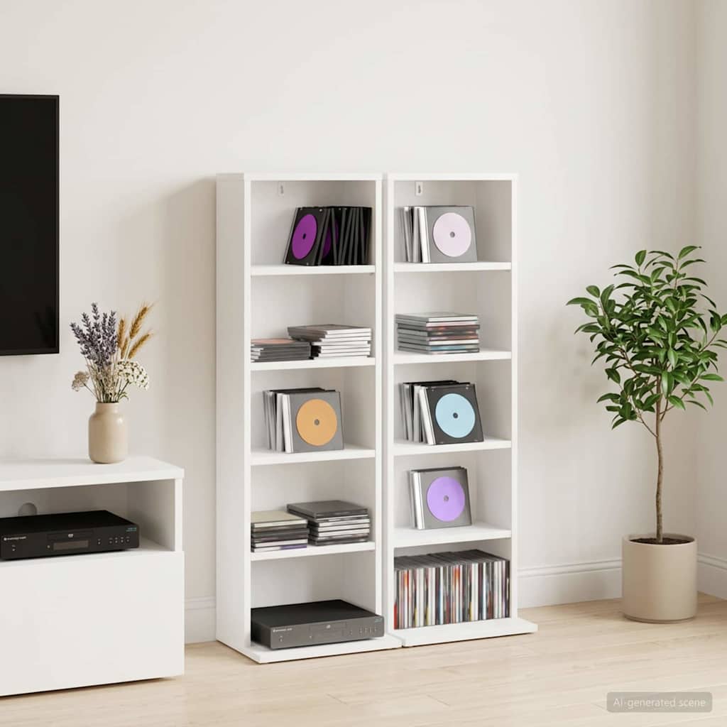 CD spinta 2 vnt. Balta 33 x 23,5 x 97,5 cm Apdirbta mediena