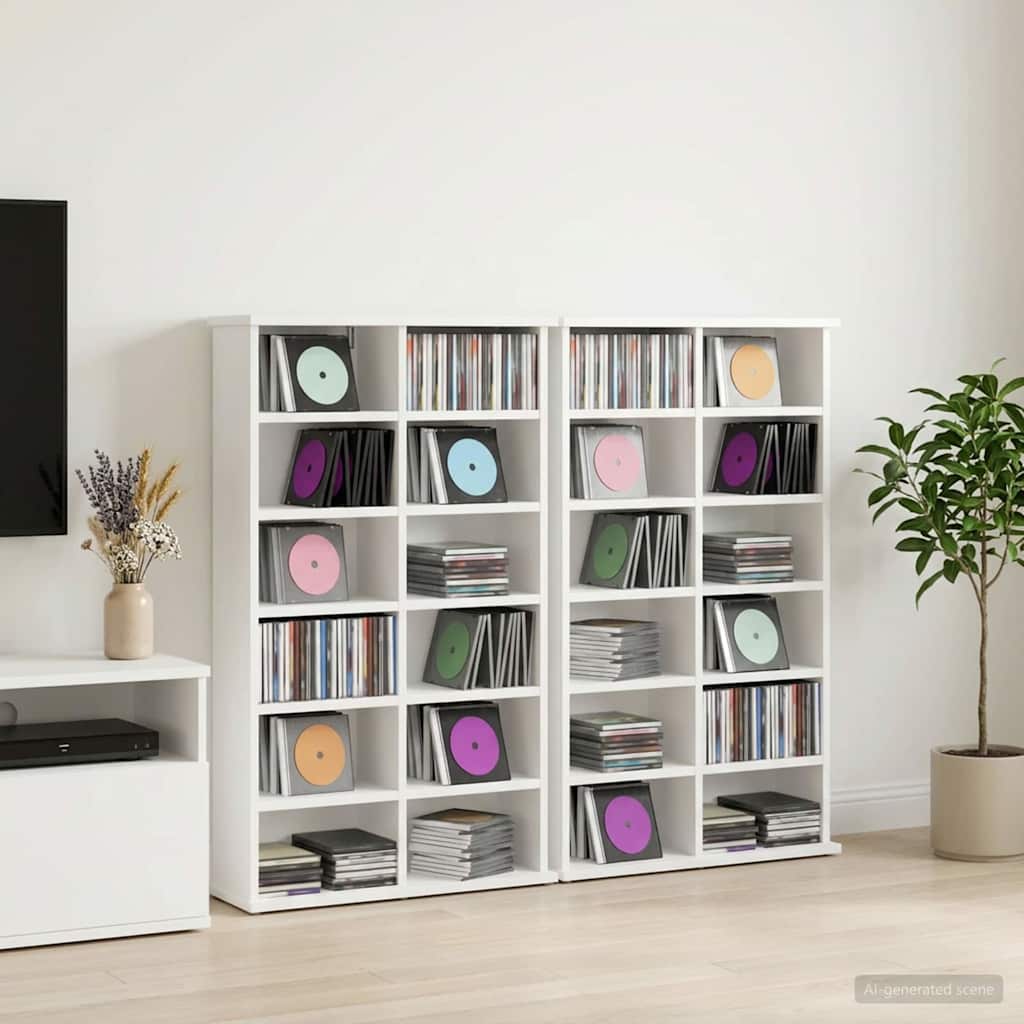 CD spinta 2 vnt. Balta 60 x 17 x 92 cm Apdirbta mediena