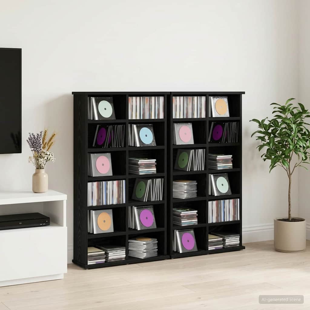 CD spinta 2 vnt. Juodojo ąžuolo 60 x 17 x 92 cm