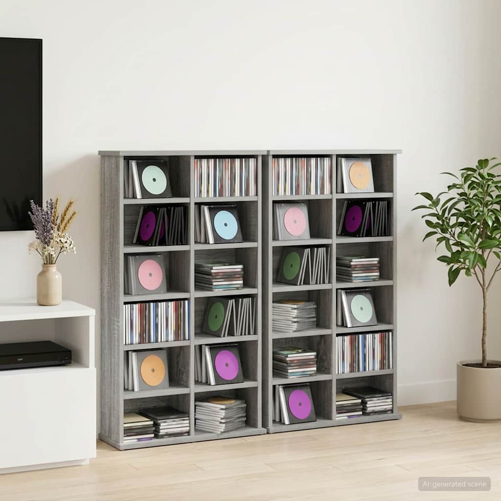 CD spinta 2 vnt. Pilka Sonoma 60 x 17 x 92 cm Apdirbta mediena