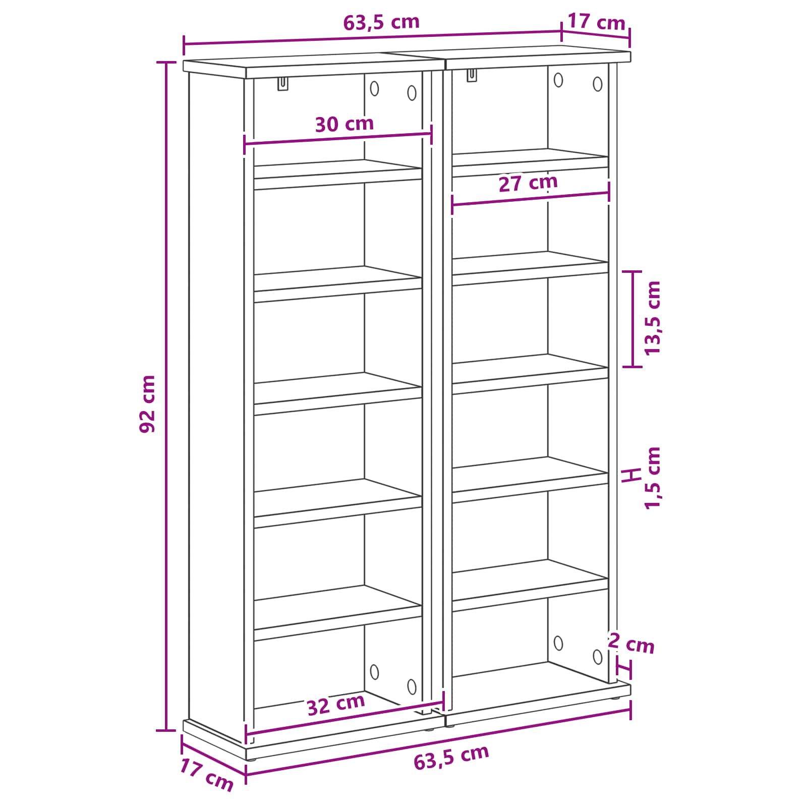 CD spinta 2 vnt. Betono pilka 60 x 17 x 92 cm Apdirbta mediena