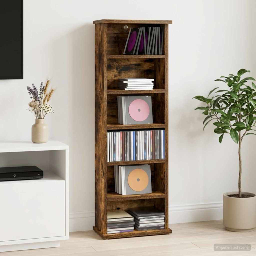CD spinta Dūminio ąžuolo 60 x 17 x 92 cm Apdirbta mediena