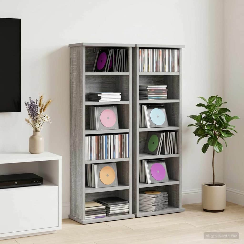 CD spinta 2 vnt. Pilka Sonoma 60 x 17 x 92 cm Apdirbta mediena