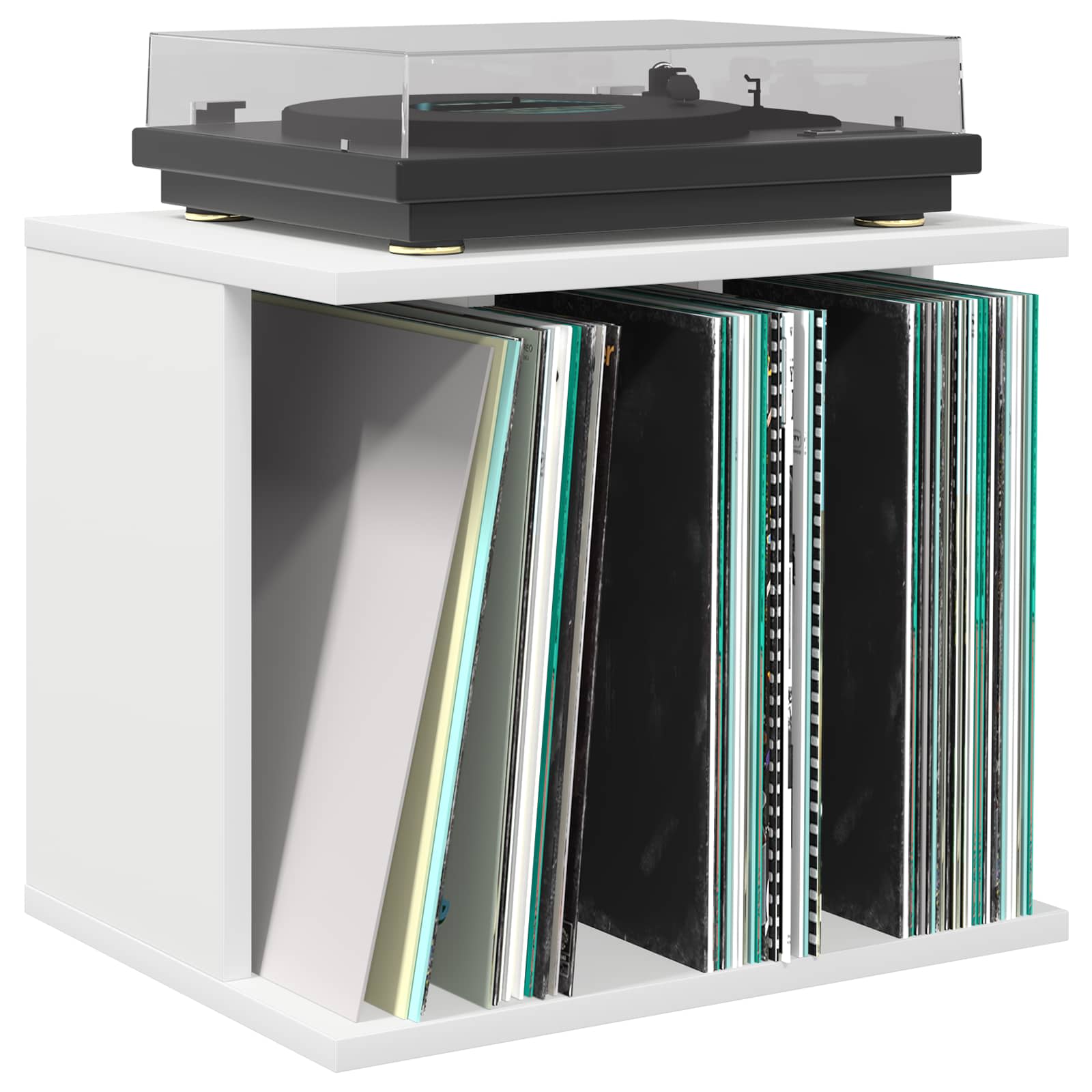 Vinilo įrašų saugojimas Balta 42 x 33 x 36 cm Apdirbta mediena