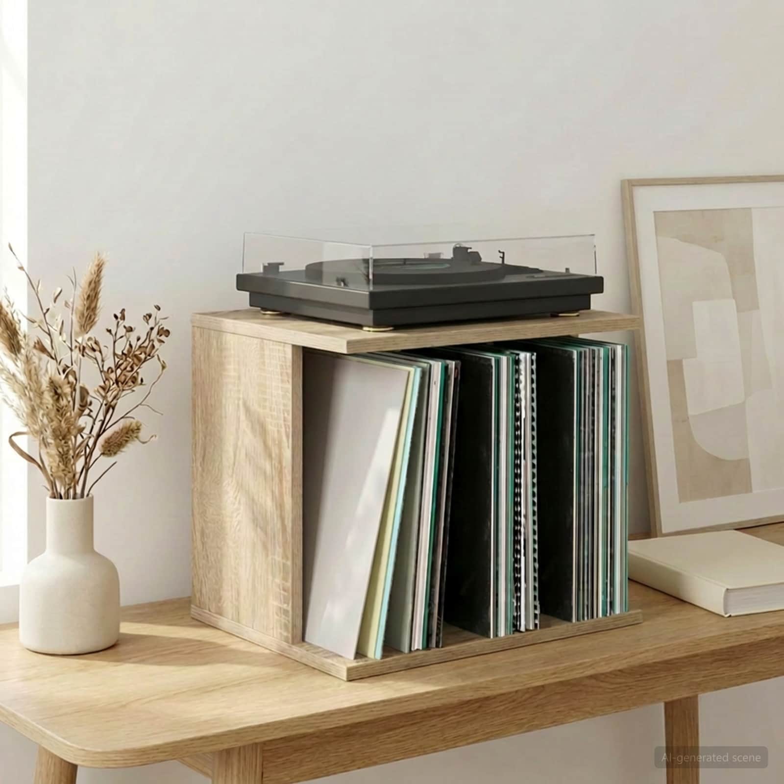 Vinilo įrašų saugojimas Sonoma ąžuolas 42 x 33 x 36 cm