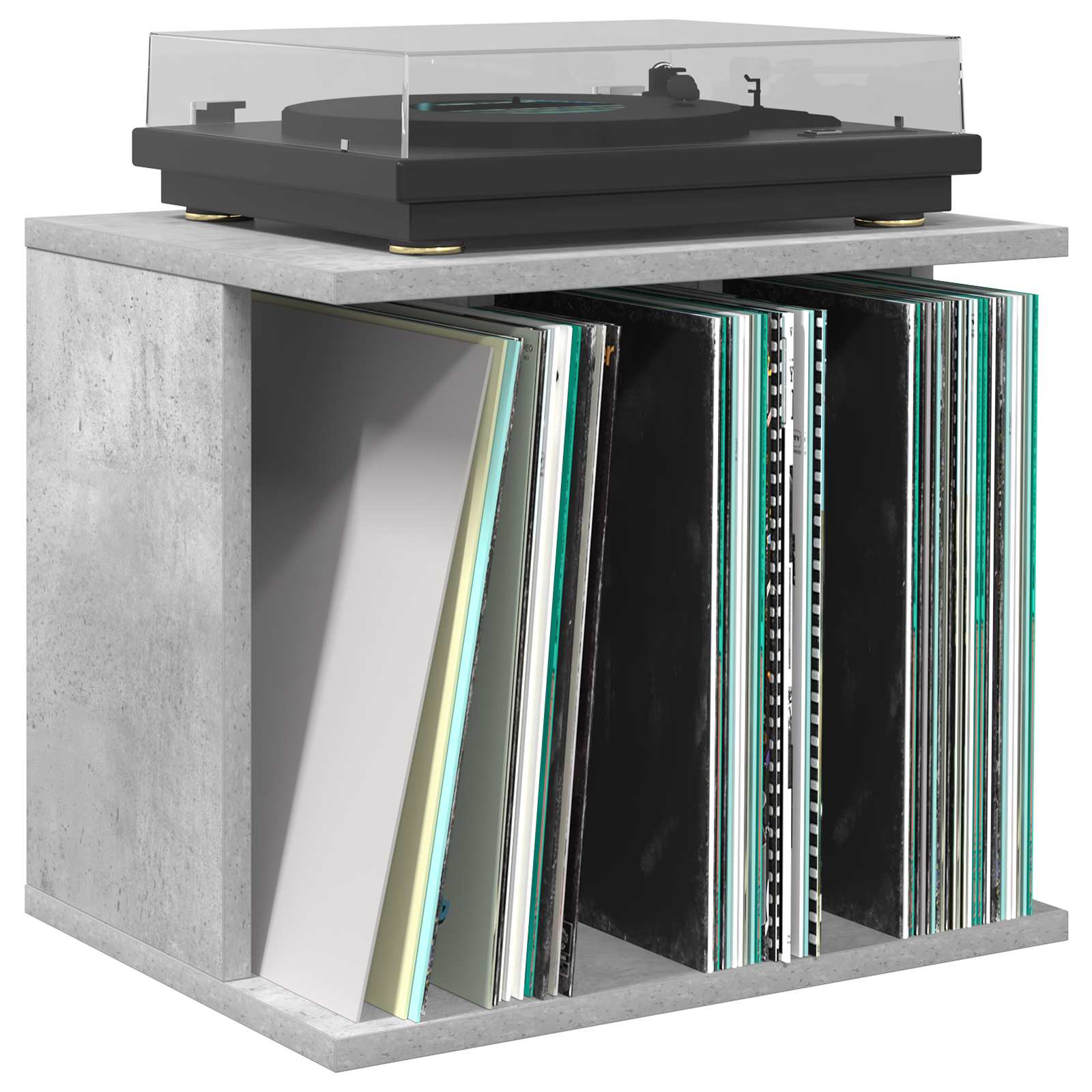 Vinilo įrašų saugojimas Betono pilka 42 x 33 x 36 cm