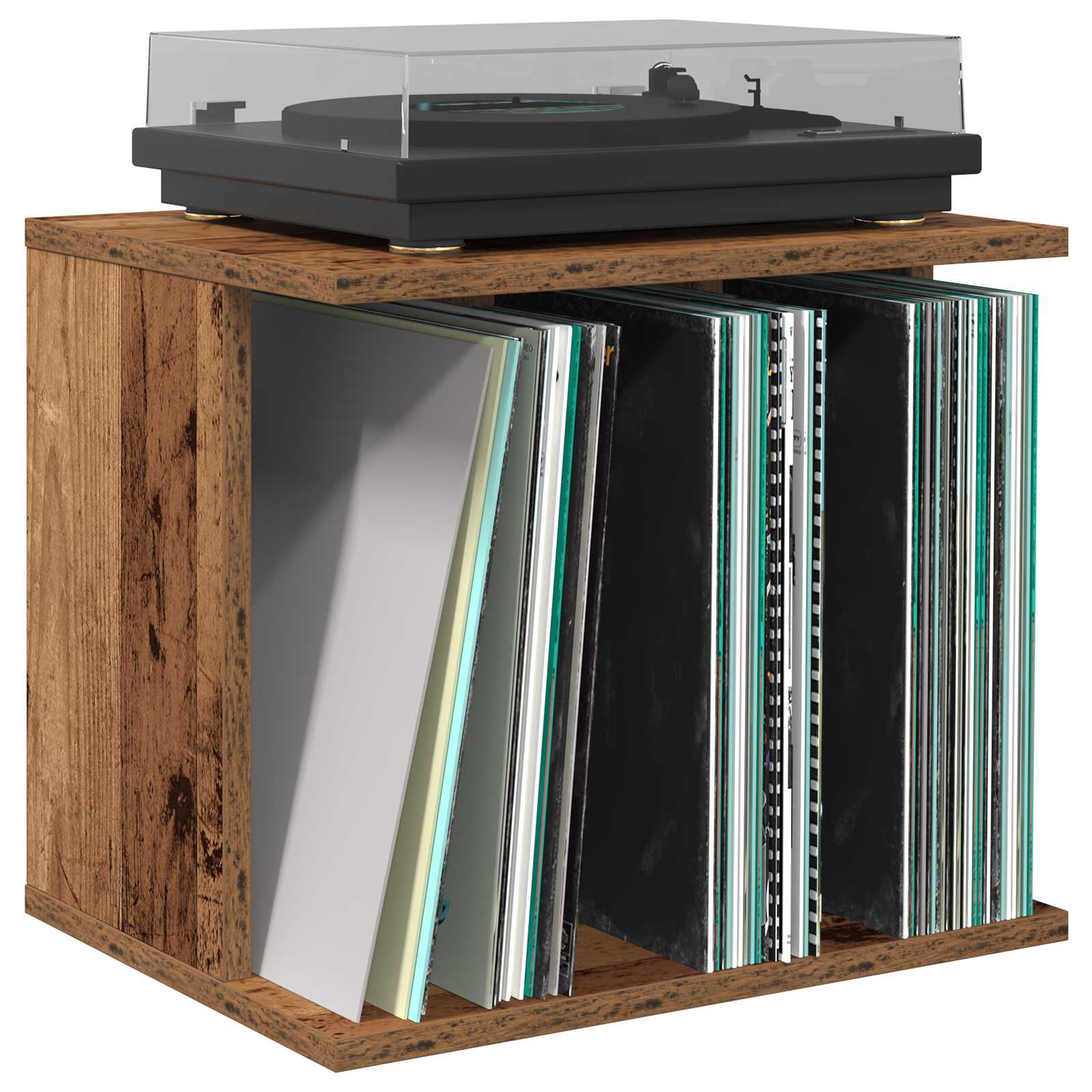 Vinilo įrašų saugojimas Sendintos medienos 42 x 33 x 36 cm