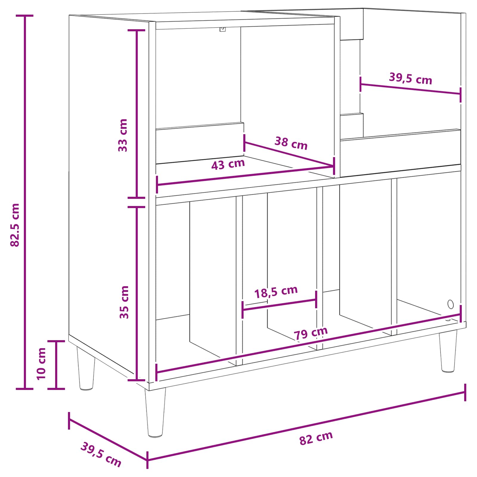 Plokštelių grotuvo stovas Pilka Sonoma 82 x 39,5 x 82,5 cm