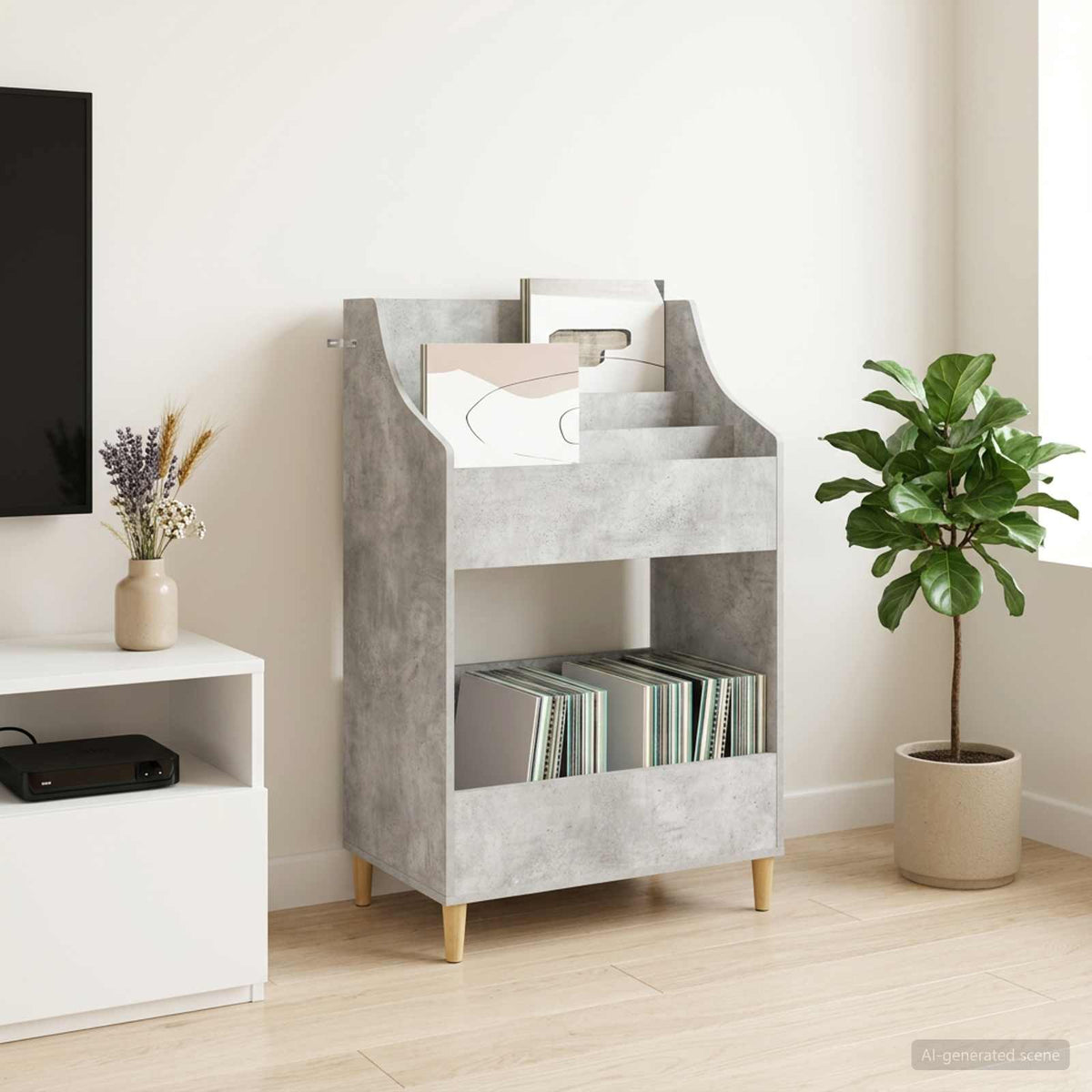 Medijos lentynos Betono pilka 70,5 x 46 x 112 cm