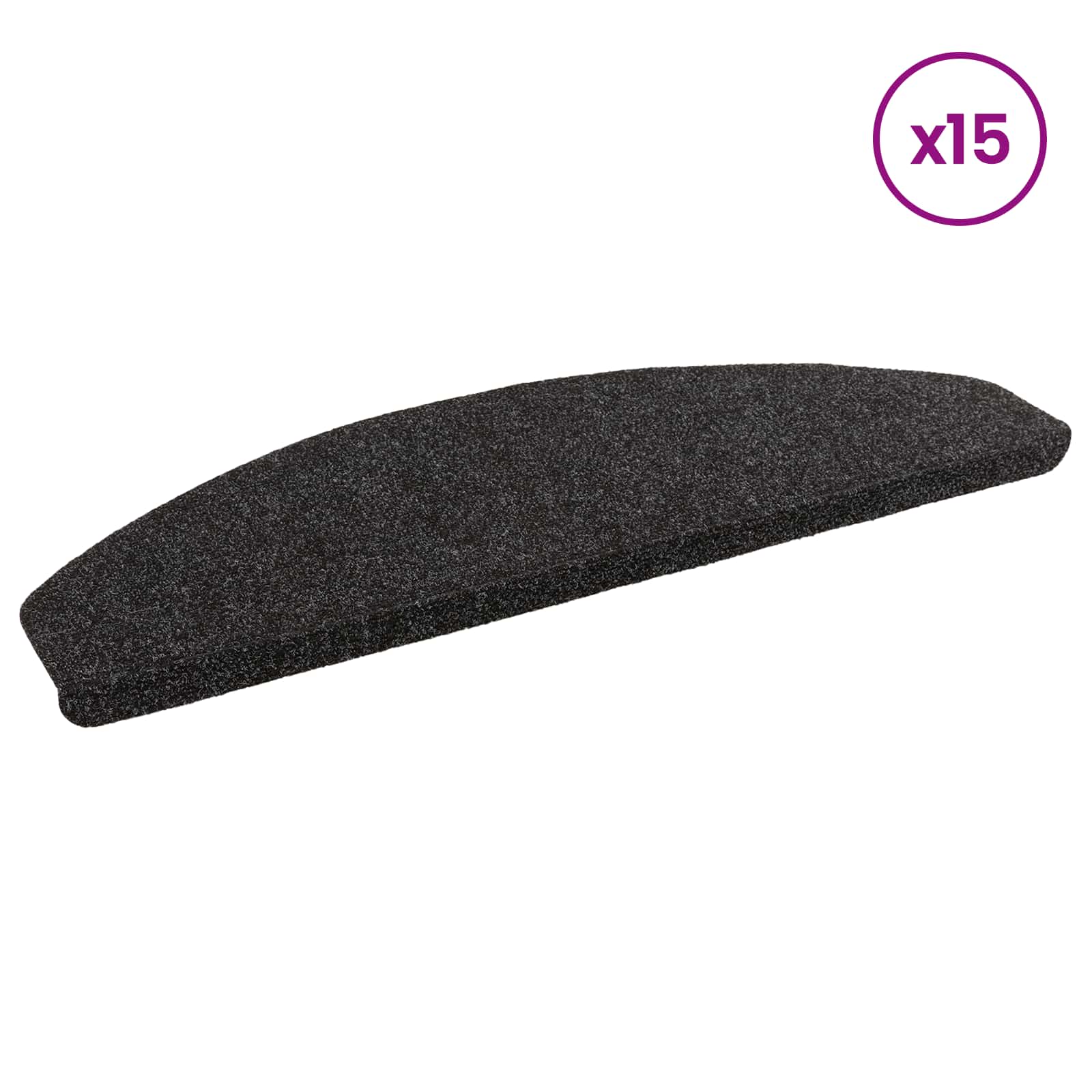 Savaime prilipantys laiptų kilimėliai Pusapvalis 15 pcs Juoda